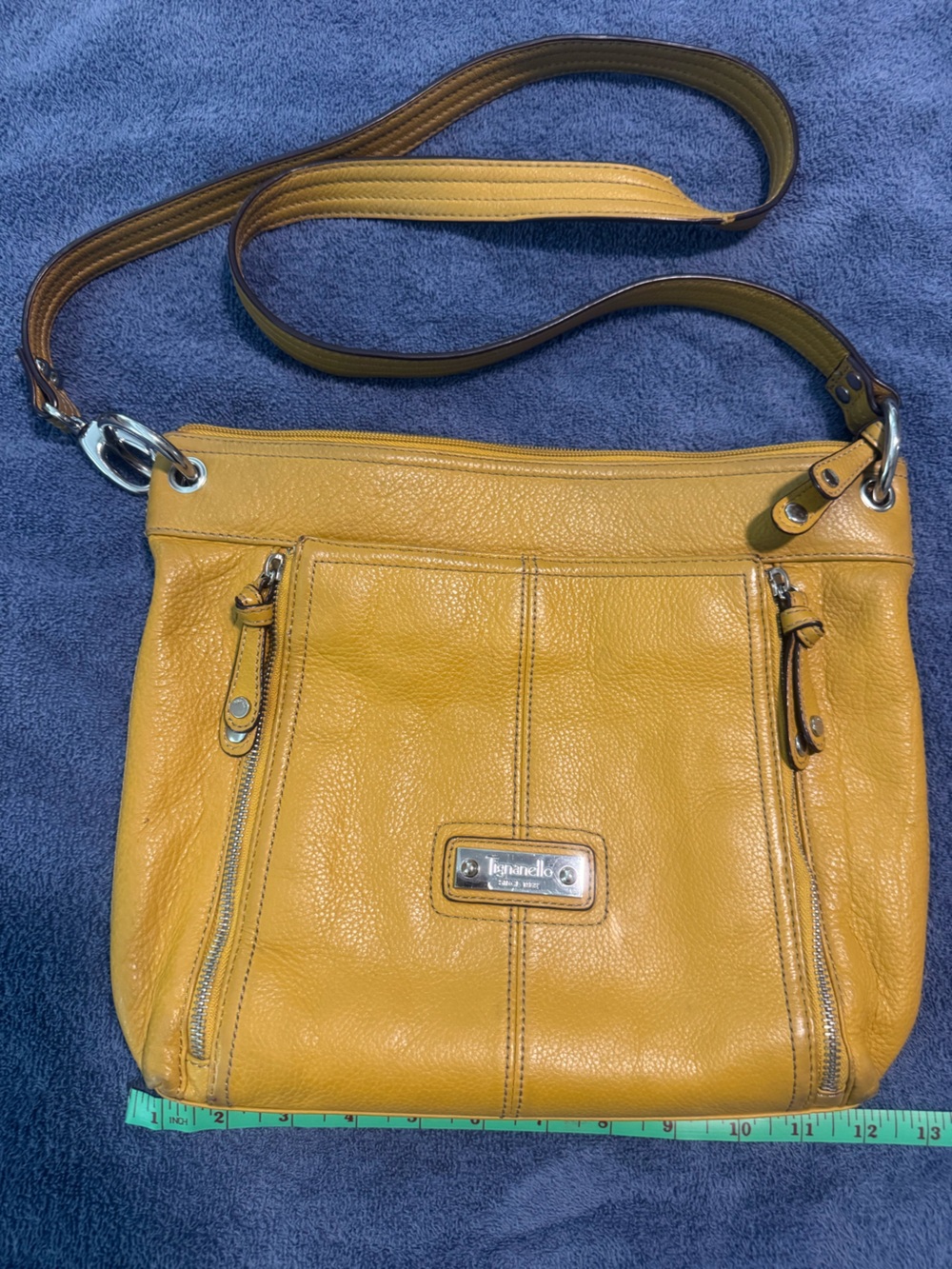 Tignanello Mustard Yellow Leather Crossbody Shoulder Bag